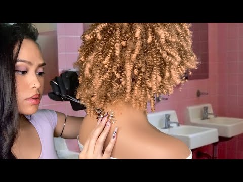 ASMR Sketchy Girl Plays With Your Hair + Back Scratch & Piercing in School | Scalp Massage RP, gum