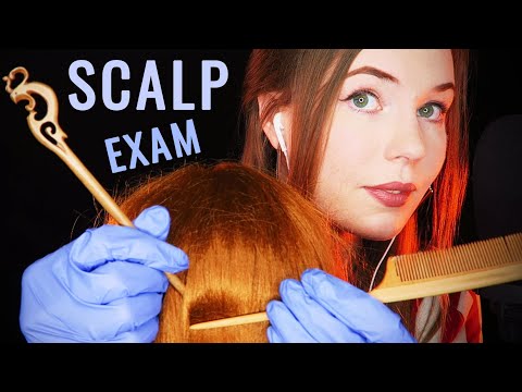 100% Sensitivity ASMR Lice Check and Scalp Massage & Scratching w/Latex Gloves & Wooden Tools