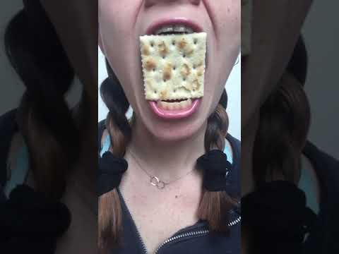 ASMR BLOOPER  - IT GOES FLYING! 😆 satisfying mouth crunchy sound eating show saltine cracker #shorts