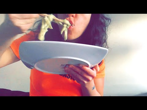 Cheesy Vegan Tagliatelle Pasta with Basil Asmr *Big Bites*
