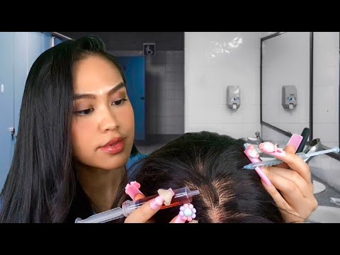 ASMR Sketchy Girl Does Ur Hair Growth Surgery + TINGLE Injections (neck + scalp scratch) gum chewing