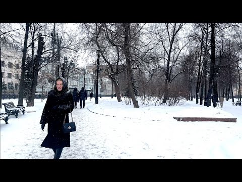 ASMR Snowfall, Walking Sounds in Moscow