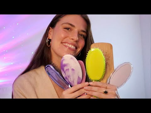 ASMR | Which brush is the tingliest? (hair brushing, hair sounds, layered sounds)