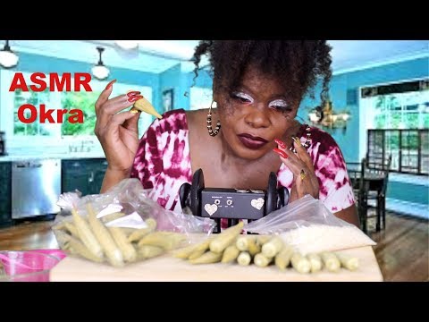 Preparing Fried Okra ASMR Gum Eating Sounds For Sleep