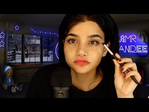 ASMR Doing Messy Christmas Themed Makeup + Gum Chewing