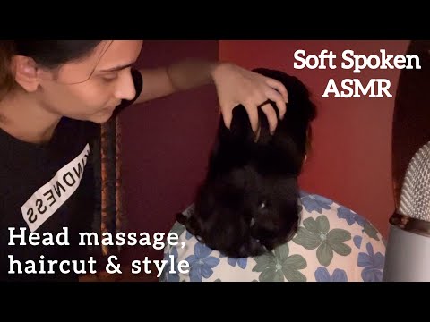 ASMR (Soft Spoken) Giving My Mom A Hair relaxation (scalp massage, brushing, haircut & styling)