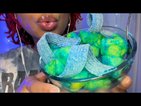 ASMR | Blue Raspberry Mango 🥭💙 Eating Sounds