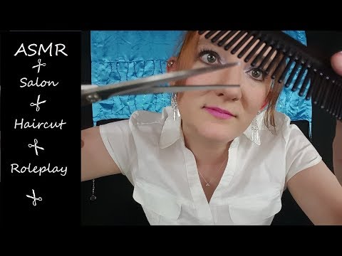 ASMR Salon Haircut Roleplay (paper sounds, hair brushing, water sounds, scissors)