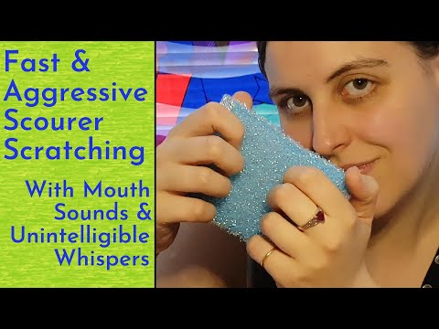 ASMR Fast & Aggressive Scourer Scratching (Off The Mic) With Mouth Sounds & Unintelligible Whispers
