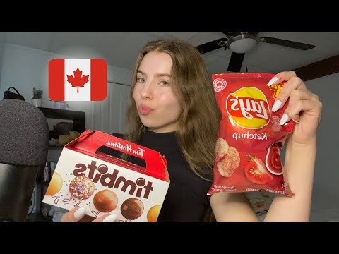ASMR trying canadian snacks (mukbang)