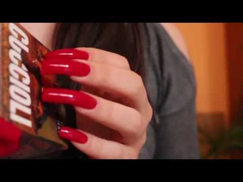 ASMR: tapping and flipping a little book - WONDERFUL RED SHINING NAIL POLISH