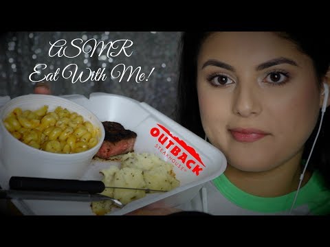 ASMR Eat With Me: INTENSE EATING SOUNDS + OUTBACK STEAKHOUSE | AmyAliASMR