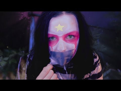 ASMR Crinkle Demon is speechless (plastic coat crinkles and tape role play)