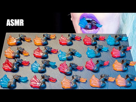 ASMR: CHEWY ICE DRAGONS & FIRE DRAGONS w/ LICORICE | Licorice Jelly Candy 🍭 Relaxing [No Talking|V]😻
