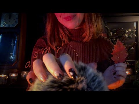 Cozy Autumn ASMR 🍂 Trigger Assortment (Fall trigger words, fluffy mic brushing, leaf tapping)
