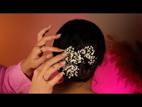 ASMR Bridal Perfectionist Flower Hair Fixing | adjustments, baby hair fixing, finishing touches