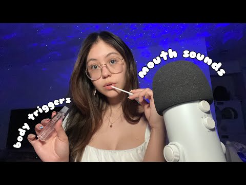 ASMR Upclose Mouth Sounds, Inaudible Whispering, and Body Triggers