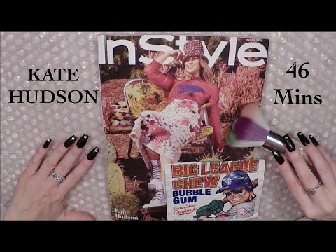 ASMR Intense Gum Chewing Magazine Flip Through | Kate Hudson | Tingly Whispered Ramble, Page Turning