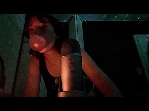 very loud gum chewing ASMR and whispering