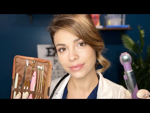 ASMR Relaxing Ear Examination👂 Doctor Role-play (earwax removal, tuning fork test, soft spoken RP)