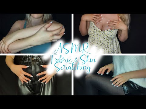 ASMR • Fast Fabric & Skin Scratching ⚡️ (leather, tights, chiffon, fluffy)  • Part 2
