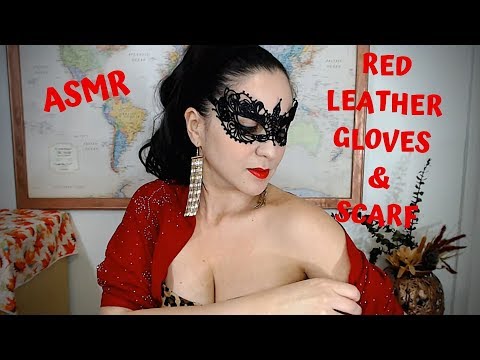 ASMR Red Leather Gloves and Scarf!!! (Request)