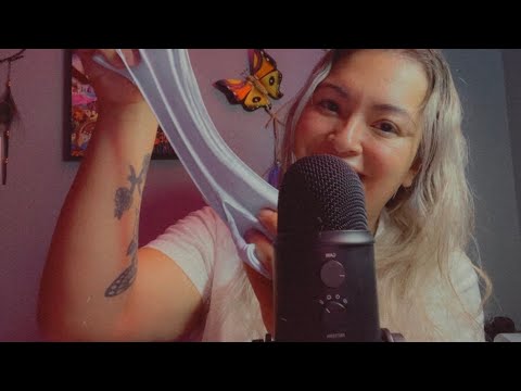 ASMR| Slime sounds, playing with slime 😴- some whispering