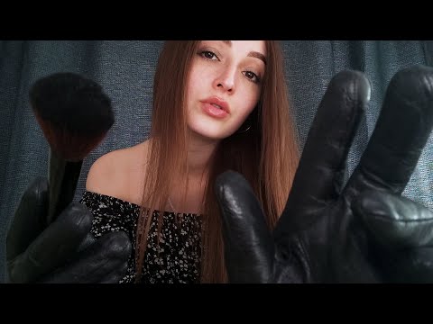 ASMR Leather Gloves Triggers and Brushing | No Talking