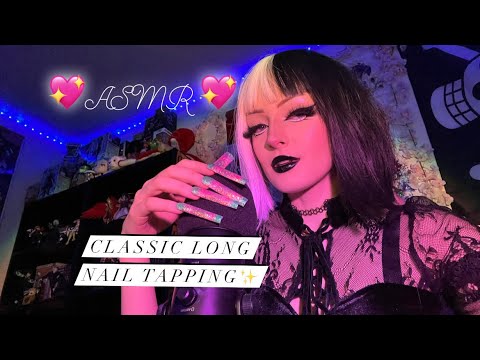 ASMR// Classic long nail tapping 💅✨(long nail tapping, plucking, whispering)