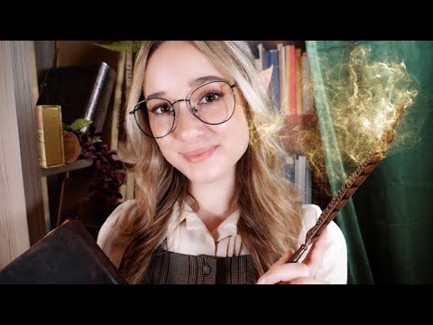 ASMR Bookworm From Illusions Class Practices Her Spells on You | Close Whispers, Hair Sounds
