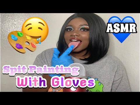 ASMR Spit Painting With Gloves 👩‍🎨🎨 Super Tingly #asmr #spitpainting #asmrspitpainting