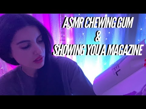 ASMR Gum Chewing & Showing You a Magazine in the Dark (Whispered)