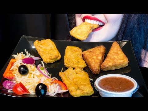 ASMR: Indian Tofu Pakora & Hashbrowns w/ Mango Chutney 🥭🇮🇳 ~ Relaxing Eating [No Talking|V]😻