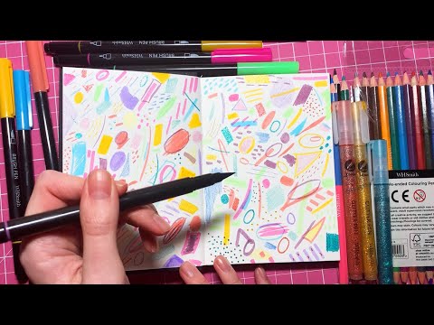 ASMR Art Sketchbook Drawing (Whispered, Rummaging)