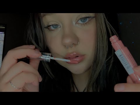 asmr | lipgloss application (wet mouth sounds, clicky whispers)
