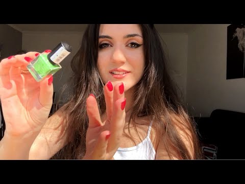 ASMR Tingly Whispering + Fast Tapping On My Nail Polishes 💚 LoFi