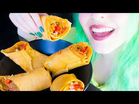 ASMR: Soft Falafel Hummus Wraps with Spicy Sriracha ~ Relaxing Eating Sounds [No Talking|V]😻