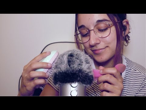 [ASMR] Ear to Ear Mic Brushing on Blue Yeti with Fluffy Cover 🌟