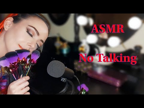 No Talking ASMR • Dense Foam Windscreen Intense Mic Brushing with 🌹 Rose Shaped Makeup Brushes