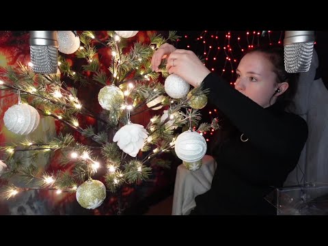 ASMR - Christmas tree decorating - Tapping and crinkle sounds with soft whispers