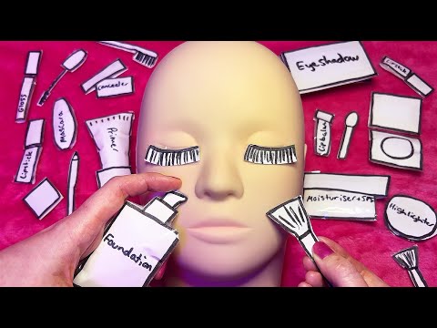 ASMR 3D Paper Makeup Mannequin (Whispered, Layered Sounds)