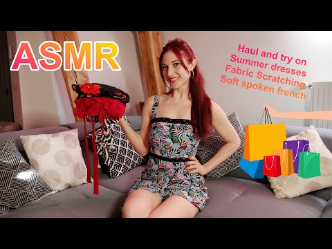 ASMR HAUL TRY ON SUMMER DRESSES / ROBES d'été / FABRIC SCRATCHING / SOFT SPOKEN [french/français]