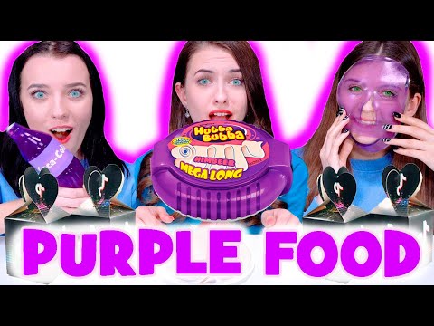 ASMR Purple Food Mukbang Challenge | Jello Sheet, Gummy Cola | Eating Only One Color Food
