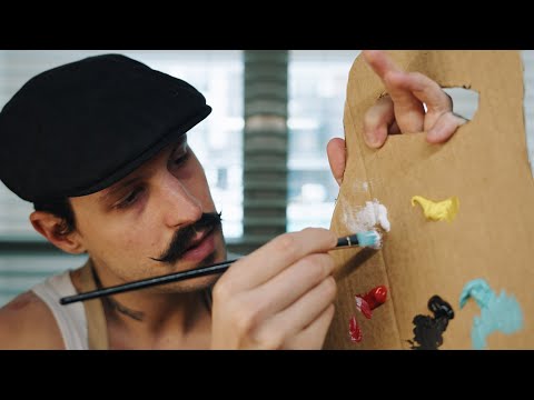 ASMR Picasso POV Painting | Brush Sounds, Paint, Water, Ear to Ear Whispers Roleplay, Bob Ross Style