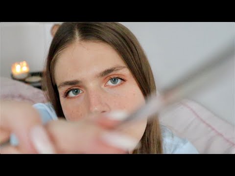 ASMR | Tracing & brushing your face to help you fall asleep (layered sounds + whispers)