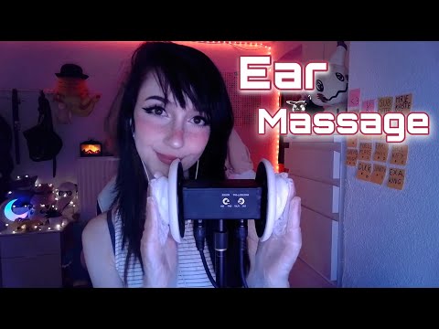 ASMR ☾ gently massaging your Ears 🌼 3Dio Ear massage with gloves & foam 💜