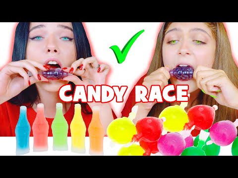 ASMR Candy Race | Nik-L-Nip Wax Bottles, Jelly Fruits Mukbang