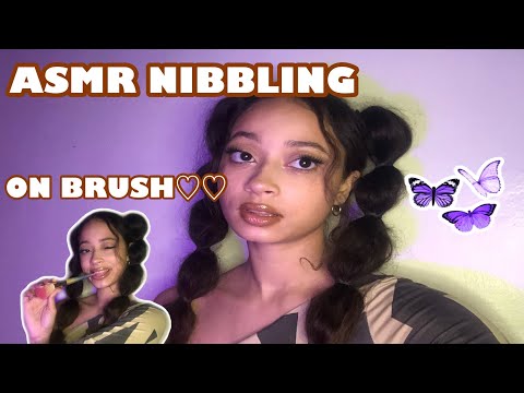 ASMR| NIBBLING ON BRUSH ♡ ♡😜👄👅(Brushing Your face) tingly