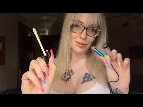 ASMR Tingly Tapping and Testing on Mini Microphone (gentle whispers and inaudible)