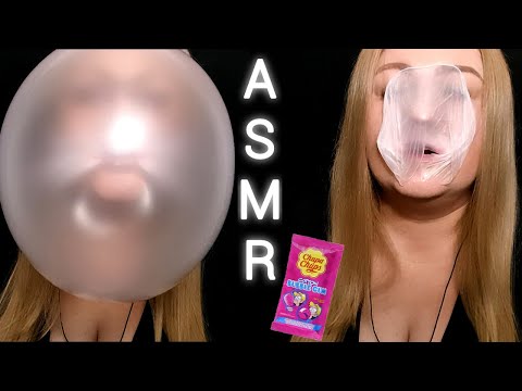 ASMR BUBBLE GUM CHEWING AND BLOWING HUGE BUBBLES (NO TALKING)